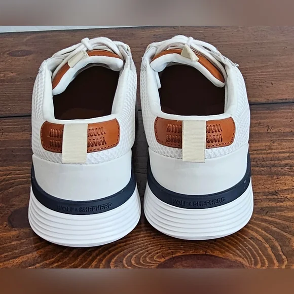 Men's Wolf & Shephard Leather/Mesh Sneakers/Shoes White - Luxury Size 8.5 NWOB - Picture 4 of 10